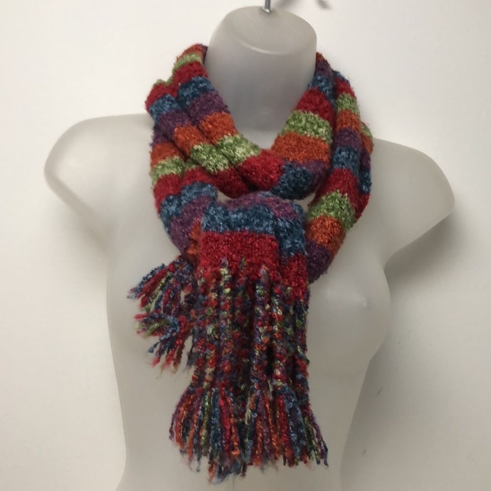 Vintage Y2K Wind River Stripe Fringe Extra Long Cozy Scarf